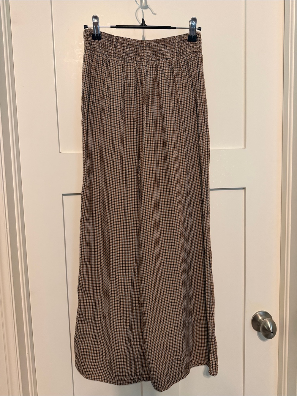 American Eagle Outfitters Brown Plaid Wide-Leg Neutral Academia Trouser Pants - Picture 5 of 10